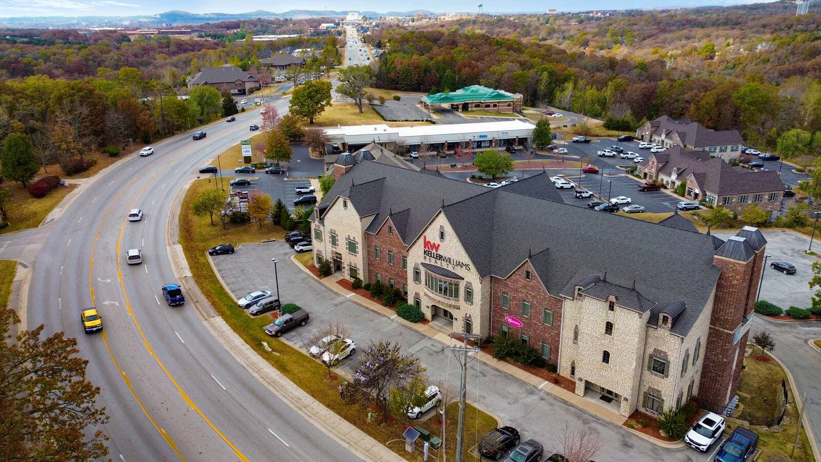 Drone photo of a sports complex and ballfields near Branson